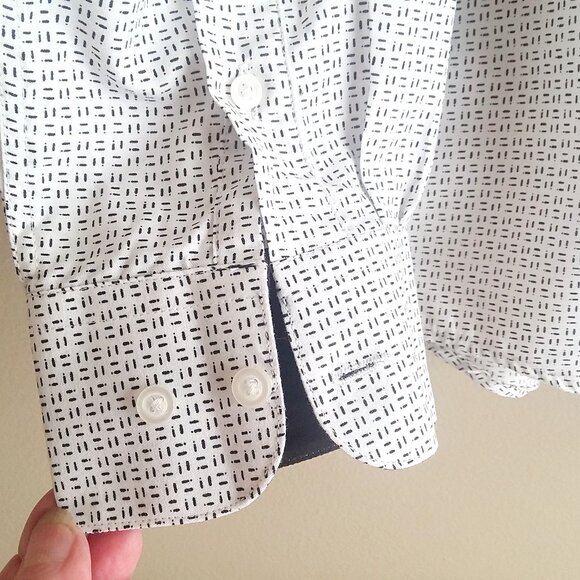 Nine West Men's Long Sleeve Dress Shirt M - Slim Fit White with Black Design NWT - Picture 9 of 16